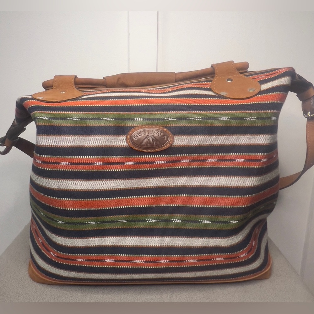Guatemala Woven Tapestry Fabric Boho Shoulder Large Weekender Overnight Tote Bag